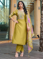 Prazu Fashion Yellow Cotton Silk Thread Sequence Designer Salwar Suit - Distacart
