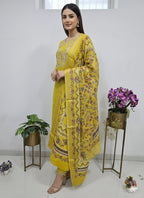 Prazu Fashion Yellow Cotton Silk Thread Sequence Designer Salwar Suit - Distacart