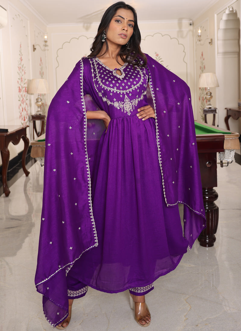 Prazu Fashion Purple Soft Silk Thread Sequence Designer Salwar Suit - Distacart