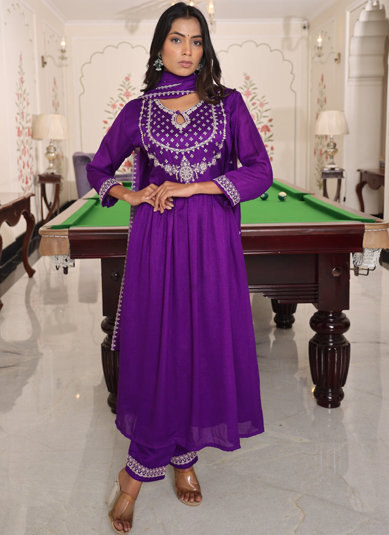 Prazu Fashion Purple Soft Silk Thread Sequence Designer Salwar Suit - Distacart