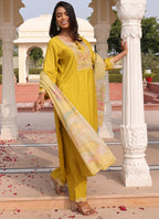 Prazu Fashion Yellow Cotton Silk Thread Sequence Designer Salwar Suit - Distacart
