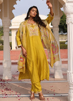 Prazu Fashion Yellow Cotton Silk Thread Sequence Designer Salwar Suit - Distacart