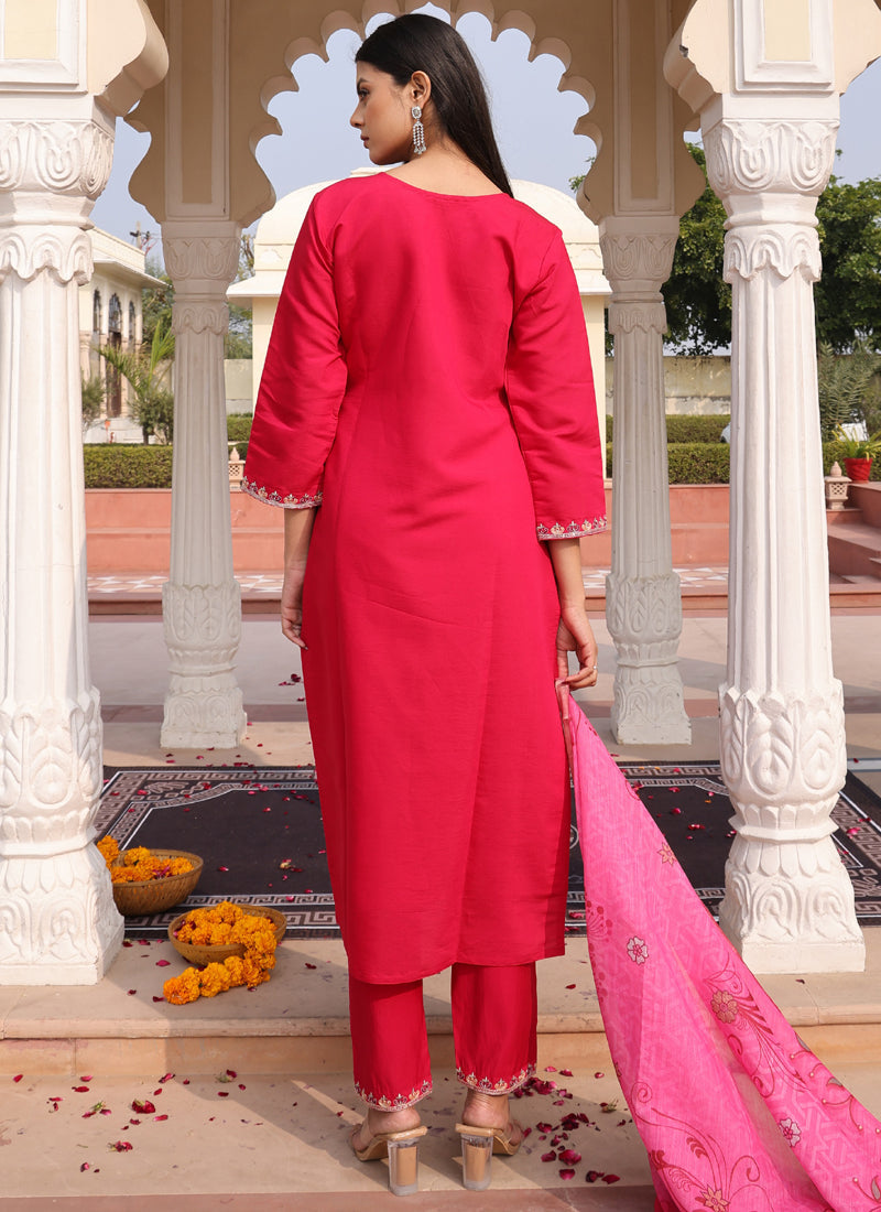 Prazu Fashion Pink Cotton Silk Thread Sequence Designer Salwar Suit - Distacart