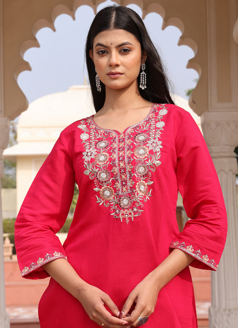 Prazu Fashion Pink Cotton Silk Thread Sequence Designer Salwar Suit - Distacart