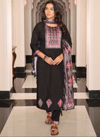 Prazu Fashion Black Viscose Shimmer Thread Embroidered Salwar Suit - Distacart
