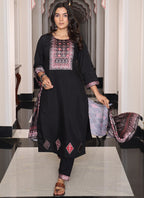 Prazu Fashion Black Viscose Shimmer Thread Embroidered Salwar Suit - Distacart