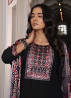 Prazu Fashion Black Viscose Shimmer Thread Embroidered Salwar Suit - Distacart