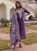 Prazu Fashion Lavender Shimmer Silk Thread Embroidered Salwar Suit - Distacart