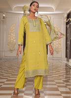 Prazu Fashion Yellow Cotton Silk Thread Sequence Designer Salwar Suit - Distacart