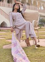 Prazu Fashion Beige Cotton Silk Thread Sequence Designer Salwar Suit - Distacart