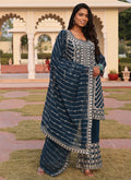 Prazu Fashion Rama Georgette Thread Embroidery Chain Stitch Work Salwar Suit - Distacart