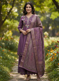 Prazu Fashion Purple Cotton Silk Thread Sequence Designer Palazzo Suit