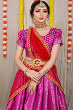 DEIANA'S Beautiful Pure Jari Silk Weaving Lehengha Choli - Pink