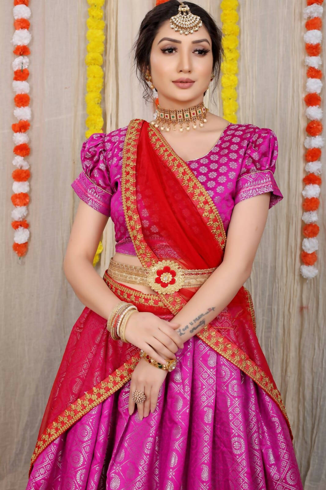 DEIANA'S Beautiful Pure Jari Silk Weaving Lehengha Choli - Pink
