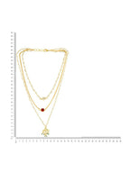 White and gold, Red Stone Kundan Necklace - Ruby Raang