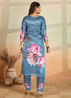 Prazu Fashion Grey Printed Cotton Reyon Kurta Pant Set - Distacart