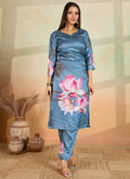 Prazu Fashion Grey Printed Cotton Reyon Kurta Pant Set - Distacart