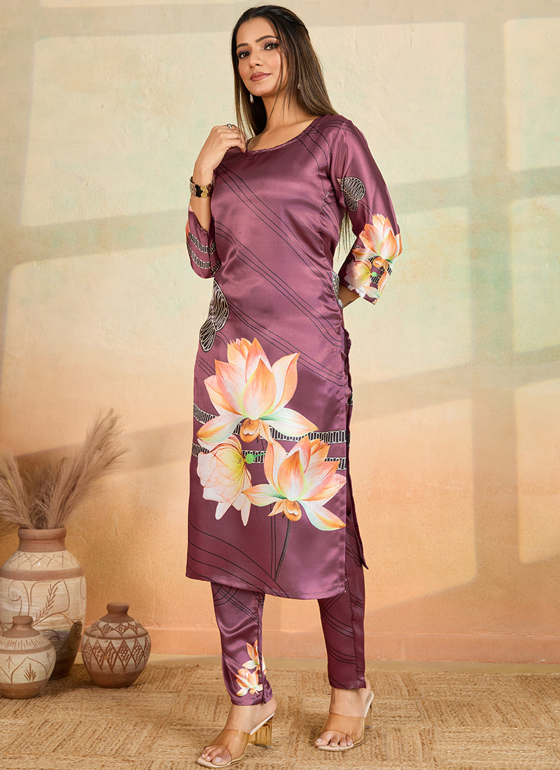 Prazu Fashion Onion Pink Printed Cotton Reyon Kurta Pant Set - Distacart
