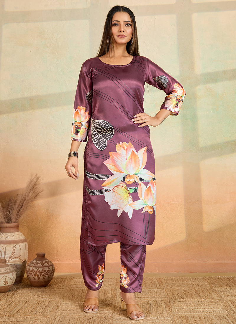 Prazu Fashion Onion Pink Printed Cotton Reyon Kurta Pant Set - Distacart