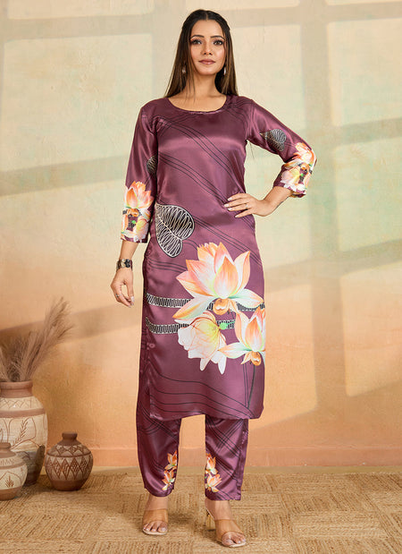 Prazu Fashion Onion Pink Printed Cotton Reyon Kurta Pant Set