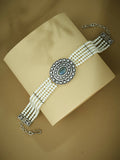 Nuyug Pearl Beaded Semi Precious Labradorite Stone & Enamelled Choker Necklace