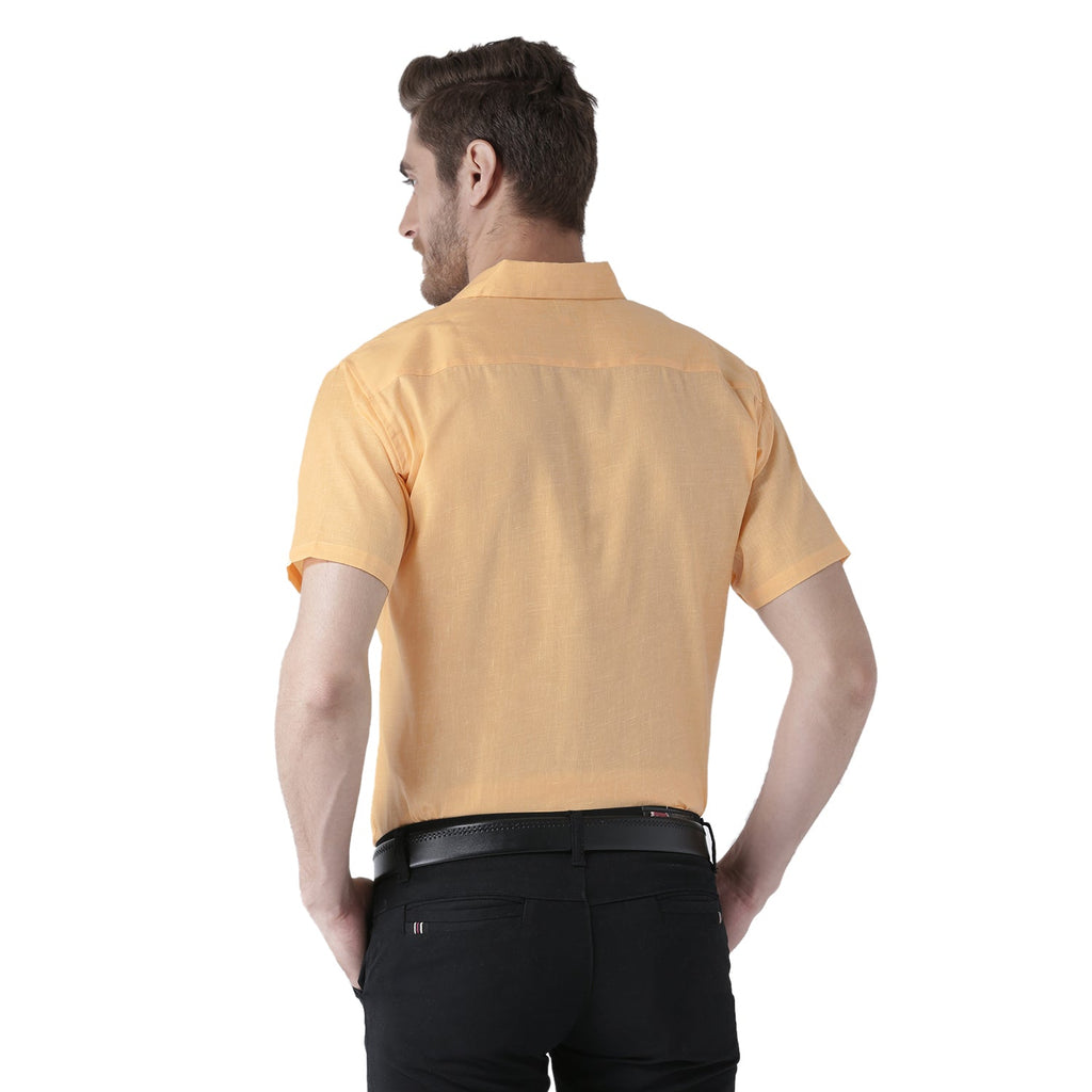 RIAG Yellow Men's Half Sleeves Solid Shirt - Distacart