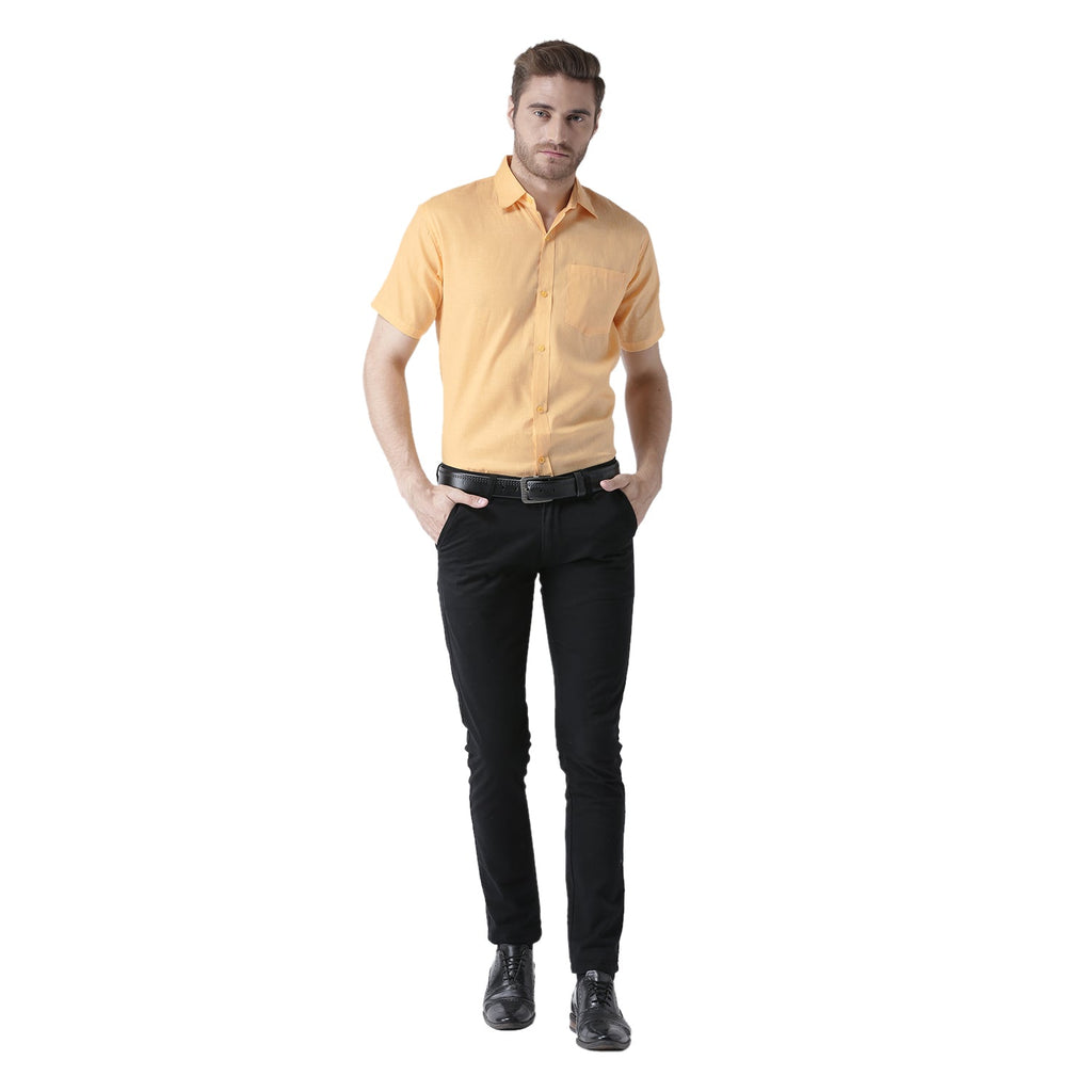 RIAG Yellow Men's Half Sleeves Solid Shirt - Distacart