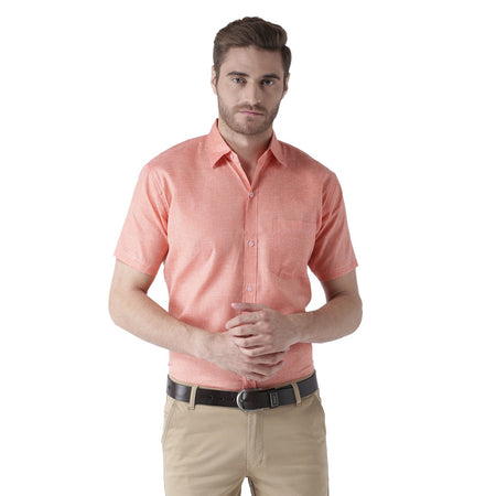 RIAG Orange Men's Half Sleeves Solid Shirt