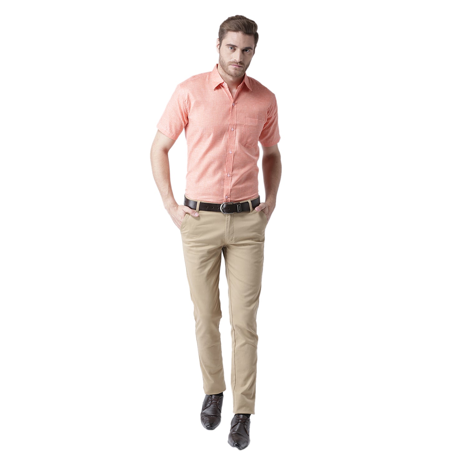 RIAG Orange Men's Half Sleeves Solid Shirt - Distacart