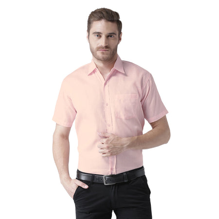 RIAG Pink Men's Half Sleeves Solid Shirt