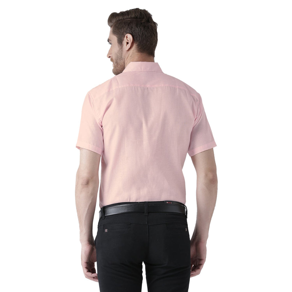 RIAG Pink Men's Half Sleeves Solid Shirt - Distacart