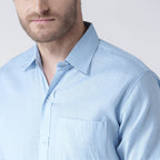 RIAG Light Blue Men's Half Sleeves Solid Shirt - Distacart