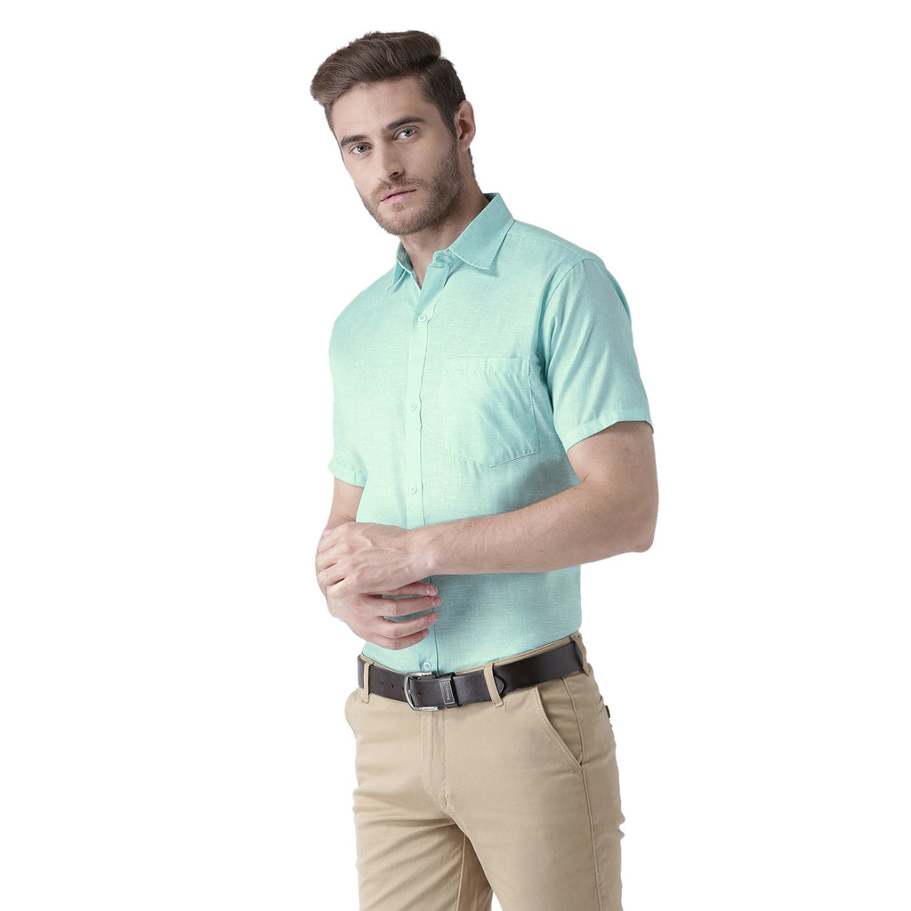 RIAG Green Men's Half Sleeves Solid Shirt - Distacart