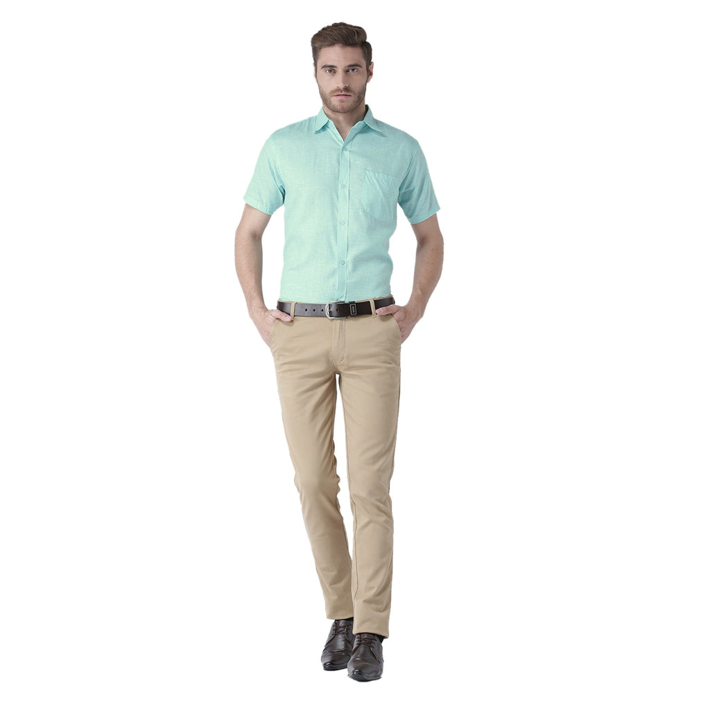 RIAG Green Men's Half Sleeves Solid Shirt - Distacart