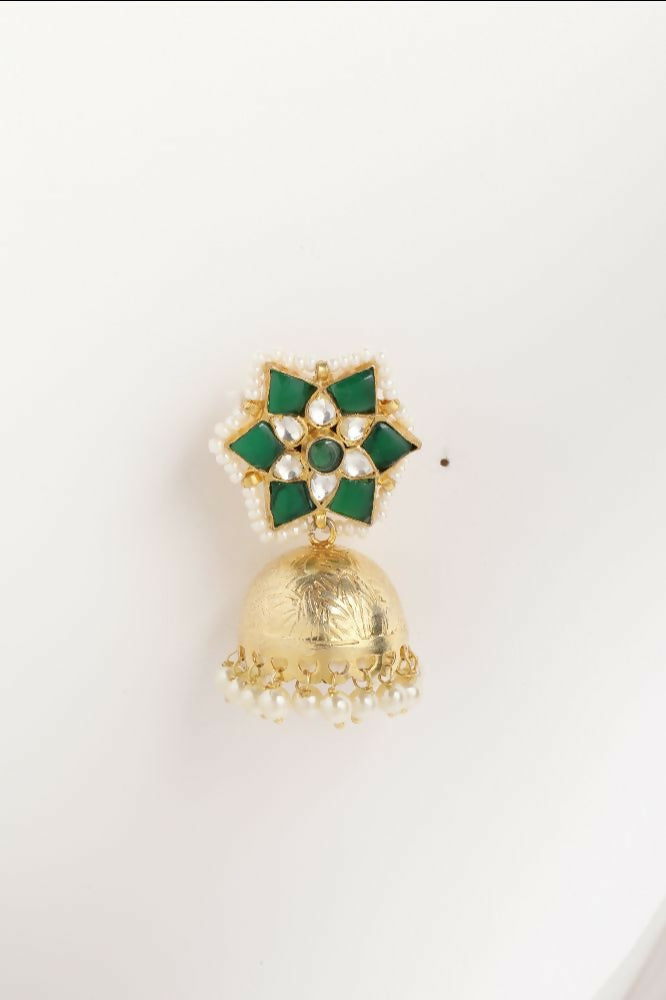 Nuyug 22K Gold Plated Panna Jhumki Earrings - Distacart