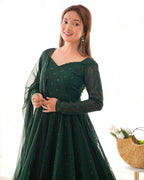 Joban Fashion Green Kurta Set Georgette Sequence Embroidery Work - Distacart