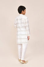 Joban Fashion Jacquard Silk Off White Kurta With Straight Fit Pant