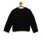 Chutput Kids Black Coloured Solid Pullover with Caterpiller Applique Detail