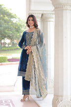 Lehenga Mart Designer Velvet Ready To Wear Kurta Pant With Dupatta For Women-Morpich - Distacart