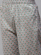 Miravan Women's Cotton Floral Printed Straight Kurta Palazzo 