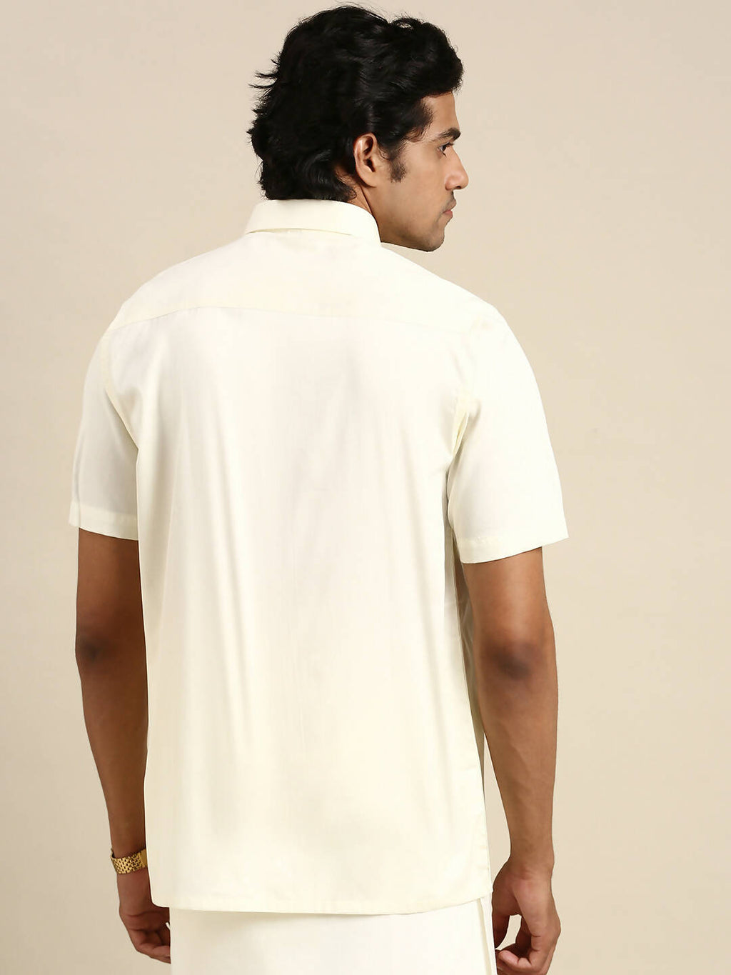 Ramraj Cotton Mens Cotton Cream Colour Half Sleeve Shirt