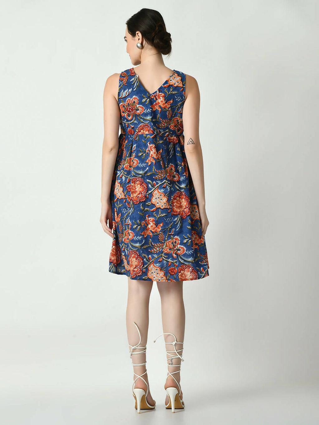 Myshka Women's Blue Floral Printed A-Line Dress - Distacart