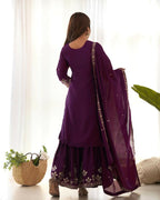 Lehenga Mart Designer Sharara Suit With Kurta, Sharara, Dupatta For Women-Purple - Distacart
