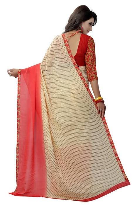 Vamika Red Georgette Printed Contemporary Saree (PADING RED)