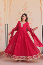 Joban Fashion Maroon Georgette Sequence Embroidery Work Kurta Set - Distacart
