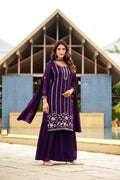 Prazu Fashion Violet Georgette Beads Work Designer Sharara Suit - Distacart