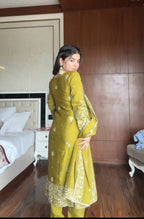 Prazu Fashion Lime Green Chinon Silk Embroidered Salwar Suit - Distacart