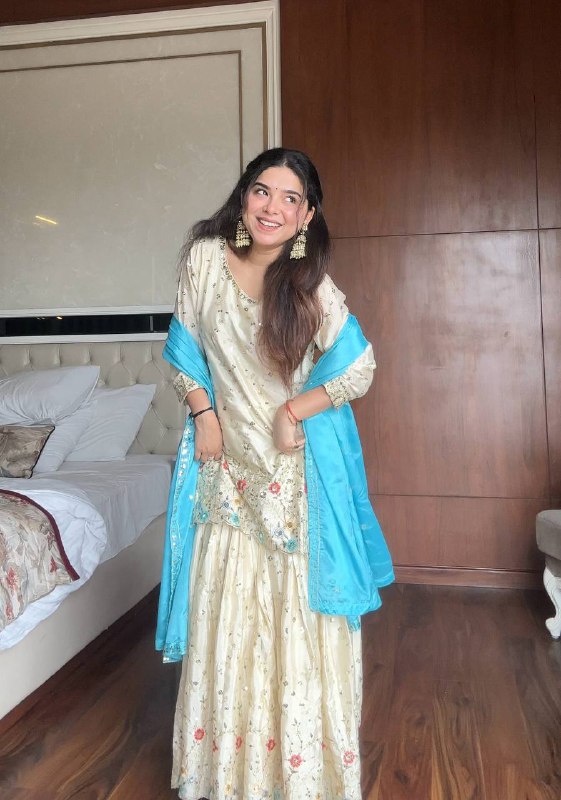 Prazu Fashion Off White Chinon Silk Embroidered Sharara Suit - Distacart
