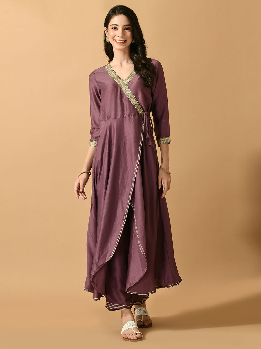 Myshka Women's Mauve Solid Party Kurta Sets