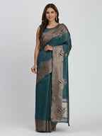 Shree Shyam Fashion Linen Cotton Sea Green Saree - Distacart